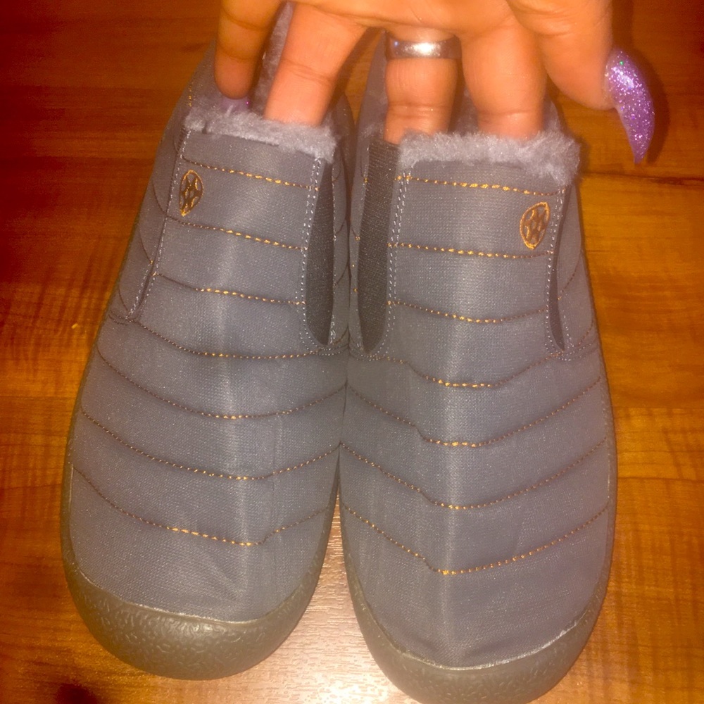gray walking sneakers